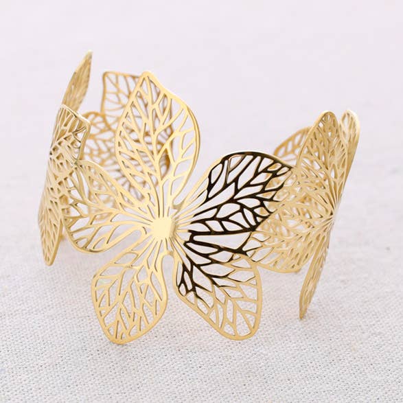 Adjustable Steel Bracelet Filigree Flower for wholesale by Sonata