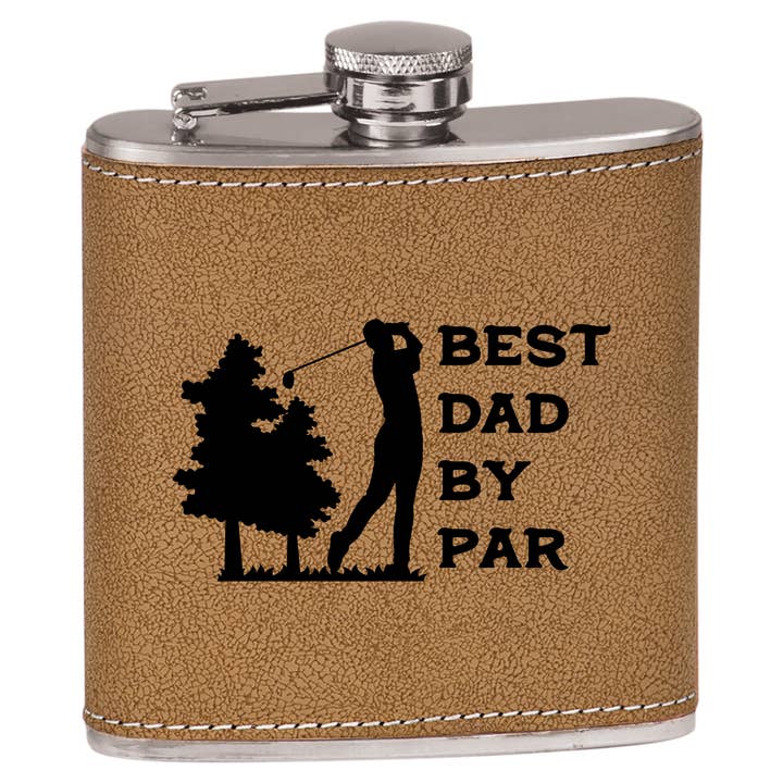 Bästa pappa av Par Graverat konstläder 6 oz. kolv för wholesale av The Rural Home