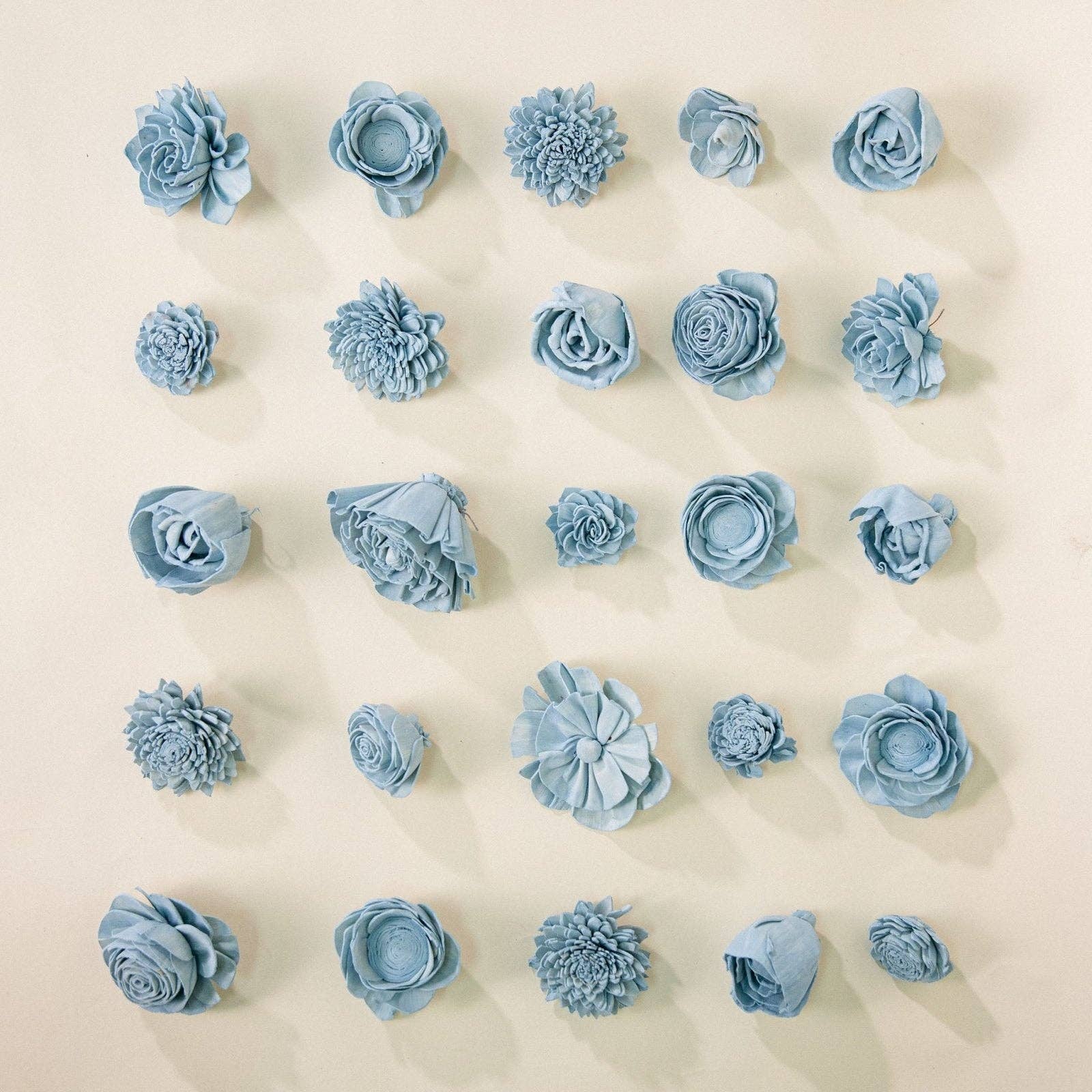 Sola Wood Flowers - Wholesale Artificial Flowers - 25-Pack of Dusty Blue-Colored Mixed Flowers2