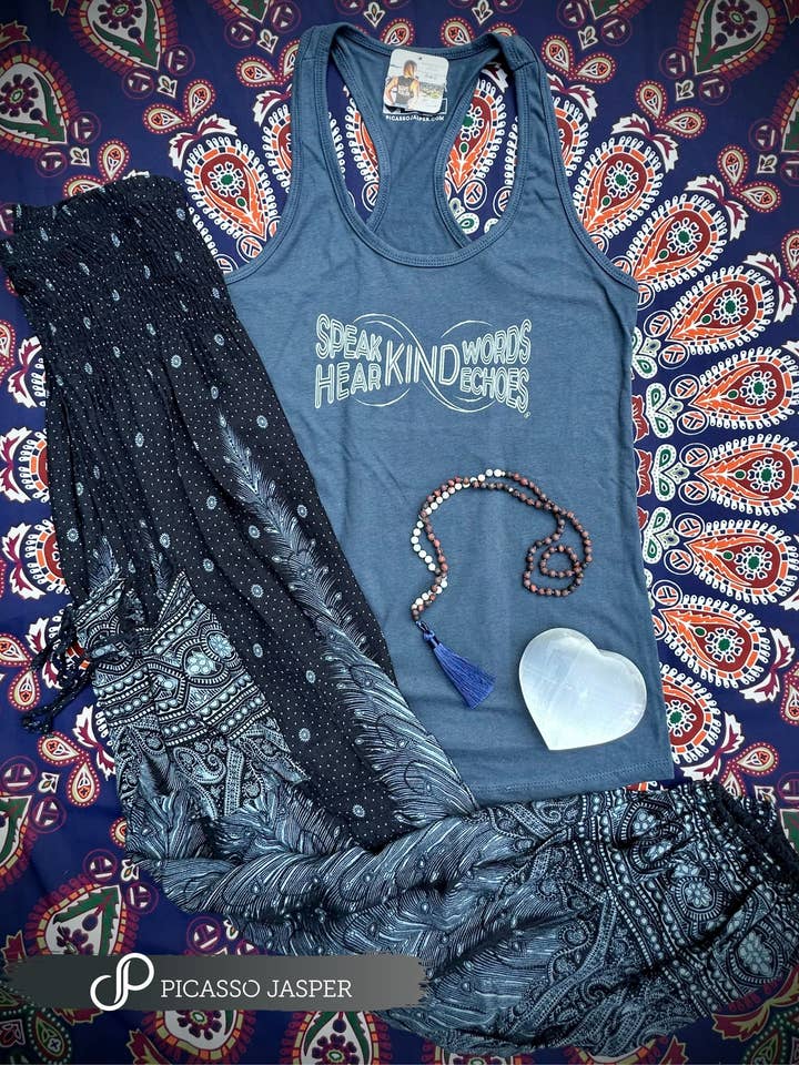 Speak Kind Words, Hear Kind Echoes - Yoga/Racerback Tank for wholesale by Picasso Jasper