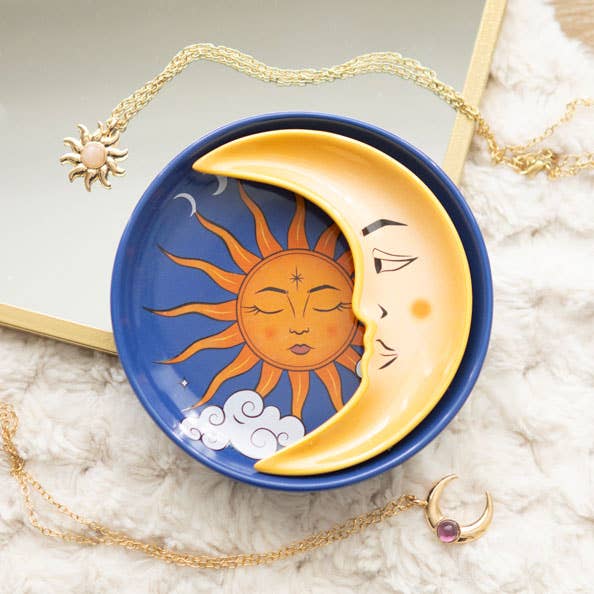 Something Different Wholesale - Wholesale Jewelry Dish - Sun and Moon Celestial Stacking Trinket Dish
