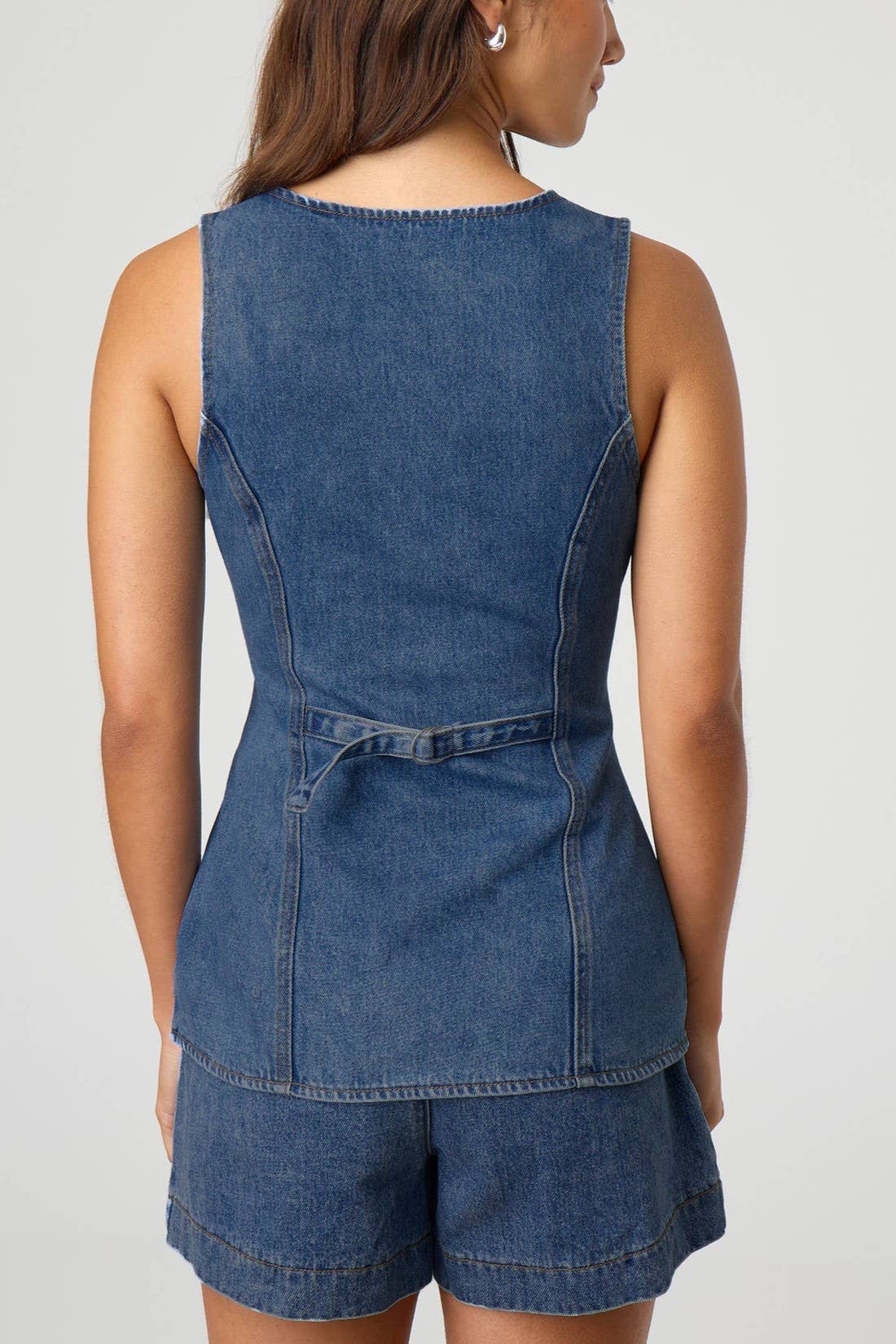 Rosa Clothing - Wholesale Top & Short Set (NOT Loungewear) - Women's - Smart & Intelligent denim buttoned tank top Split waistcoat3