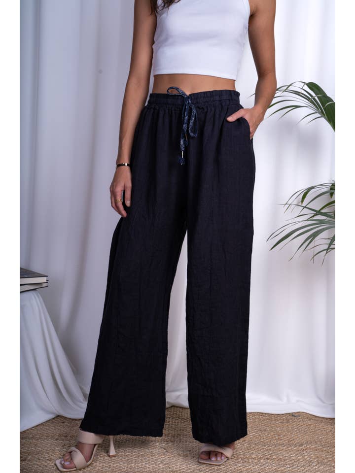 ORNELLA PARIS – wholesale Byxor - Dam – ORLENELLA PARIS plus size byxor i linne med rak och vid passform13