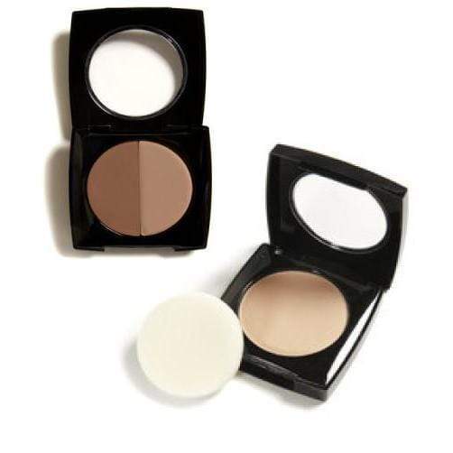Base de maquillaje Danyel' Duo Blenders, color beige rojizo, beige suave y polvo prensado translúcido para venta al por mayor de Danyel Cosmetics & Marli Skin Care