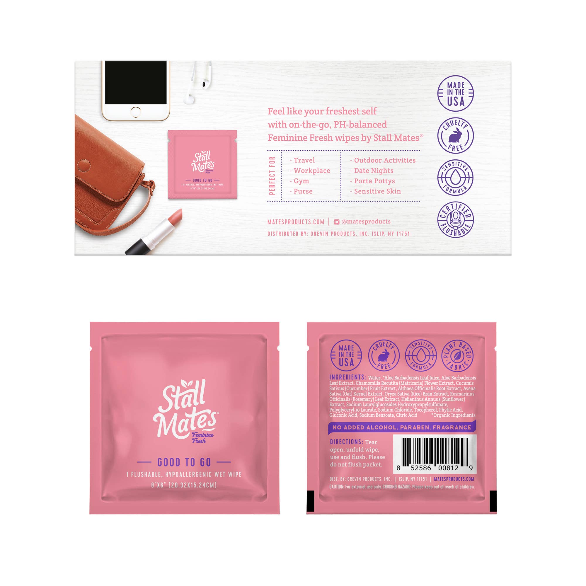 Stall Mates - Wholesale Face & Body Wipes - Stall Mates Femine Fresh: Flushable, PH-Balanced Wipes2