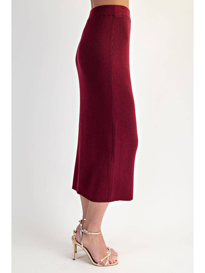 Edit by Nine - Wholesale Skirt - Women's - Ribbed Shimmer Sweater Midi Skirt5