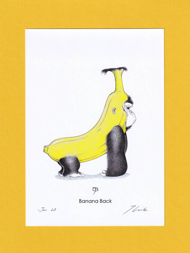 Kunsttryk - A5, signeret - «Banana Back» for engroshandel hos Julian Opitz