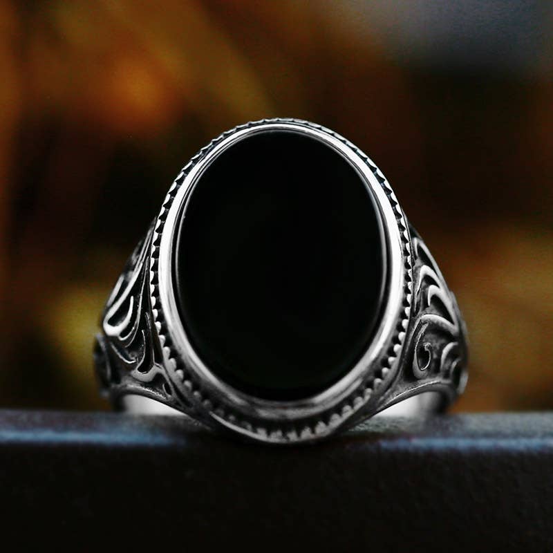 Gemcohub - Wholesale Signet Ring - Men's Carved Black Onyx Ring3