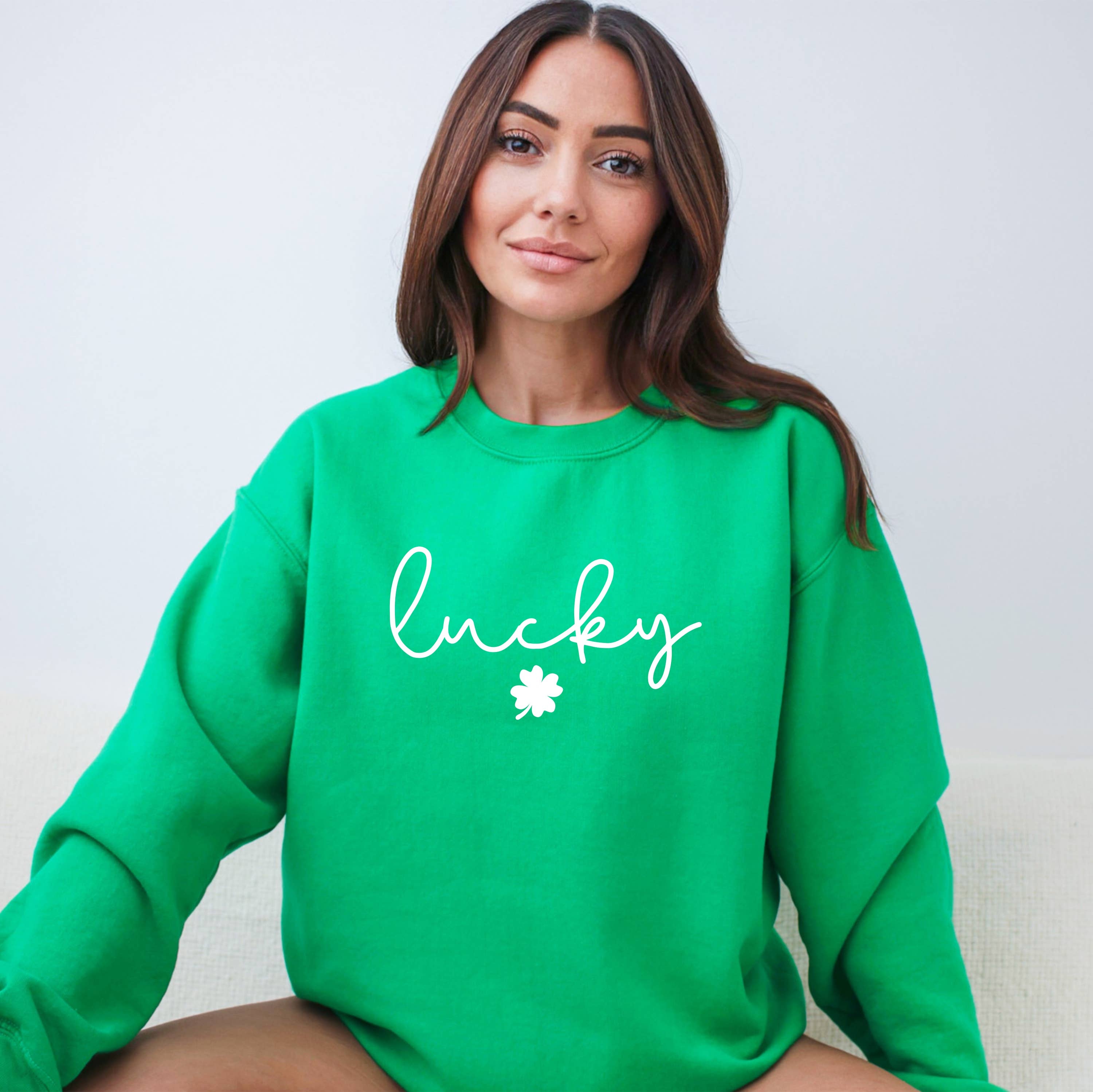 Humm & Willow - Wholesale Graphic Sweatshirt - Women's - St Patrick's Day Shirt - Lucky Shirt - Shamrock Shirt