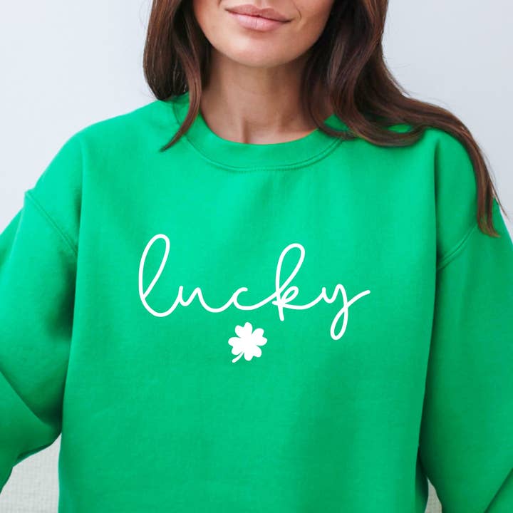 Humm & Willow - Wholesale Graphic Sweatshirt - Women's - St Patrick's Day Shirt - Lucky Shirt - Shamrock Shirt0