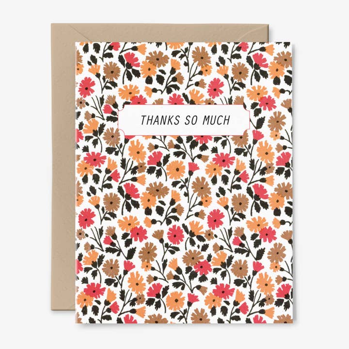 Thanks So Much Card | Appreciation | Vintage Autumn Floral for wholesale by Hemlock House Studio