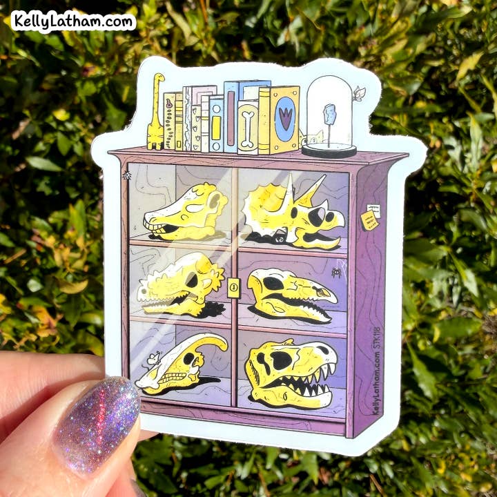 Dinosaur Skull Cabinet Sticker Fossil Museum Gift for wholesale by Kelly Latham Art