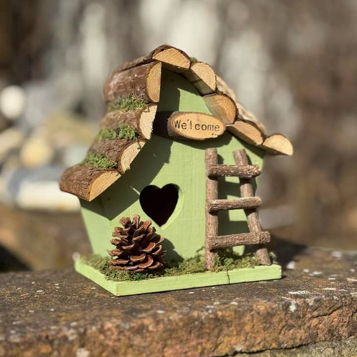 Marissa's Gifts - Wholesale Bird House - Handmade wooden coloured birdhouse hut with adorable heart shaped bird hole and ladder. The measurements are 17 x 11.5 x 17cm18