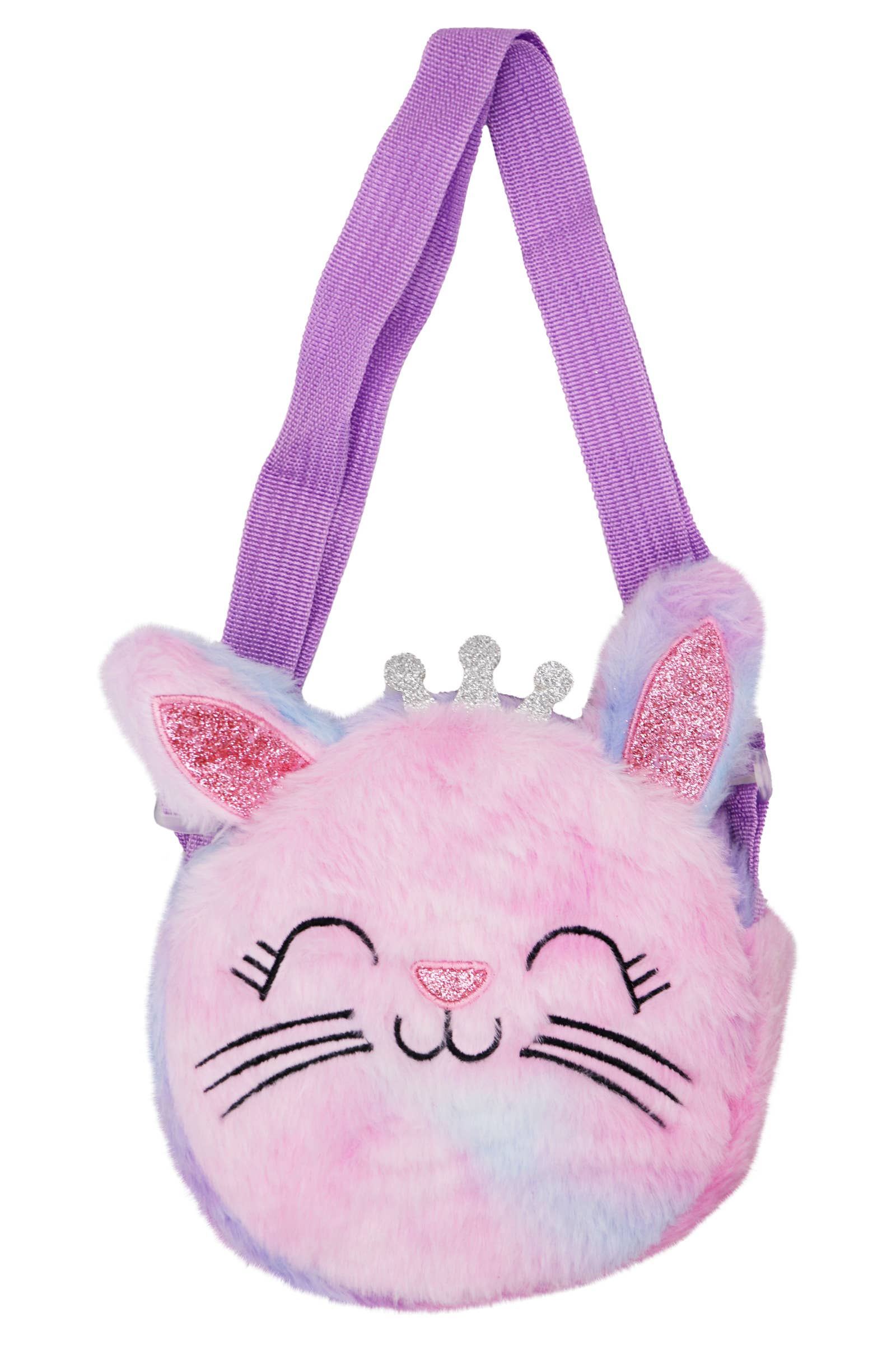 Cap Zone - Wholesale Crossbody Bag - Kids - Kitty Cat Princess Fuzzy Faux Fur Crossbody Bag4