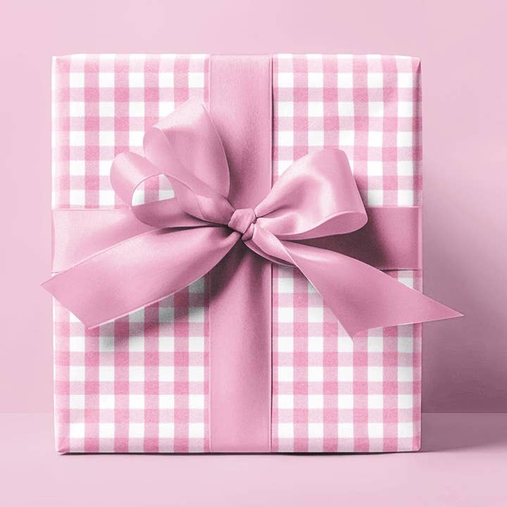 Pink Gingham Wrapping Paper Made To Order for wholesale by SB Paperie
