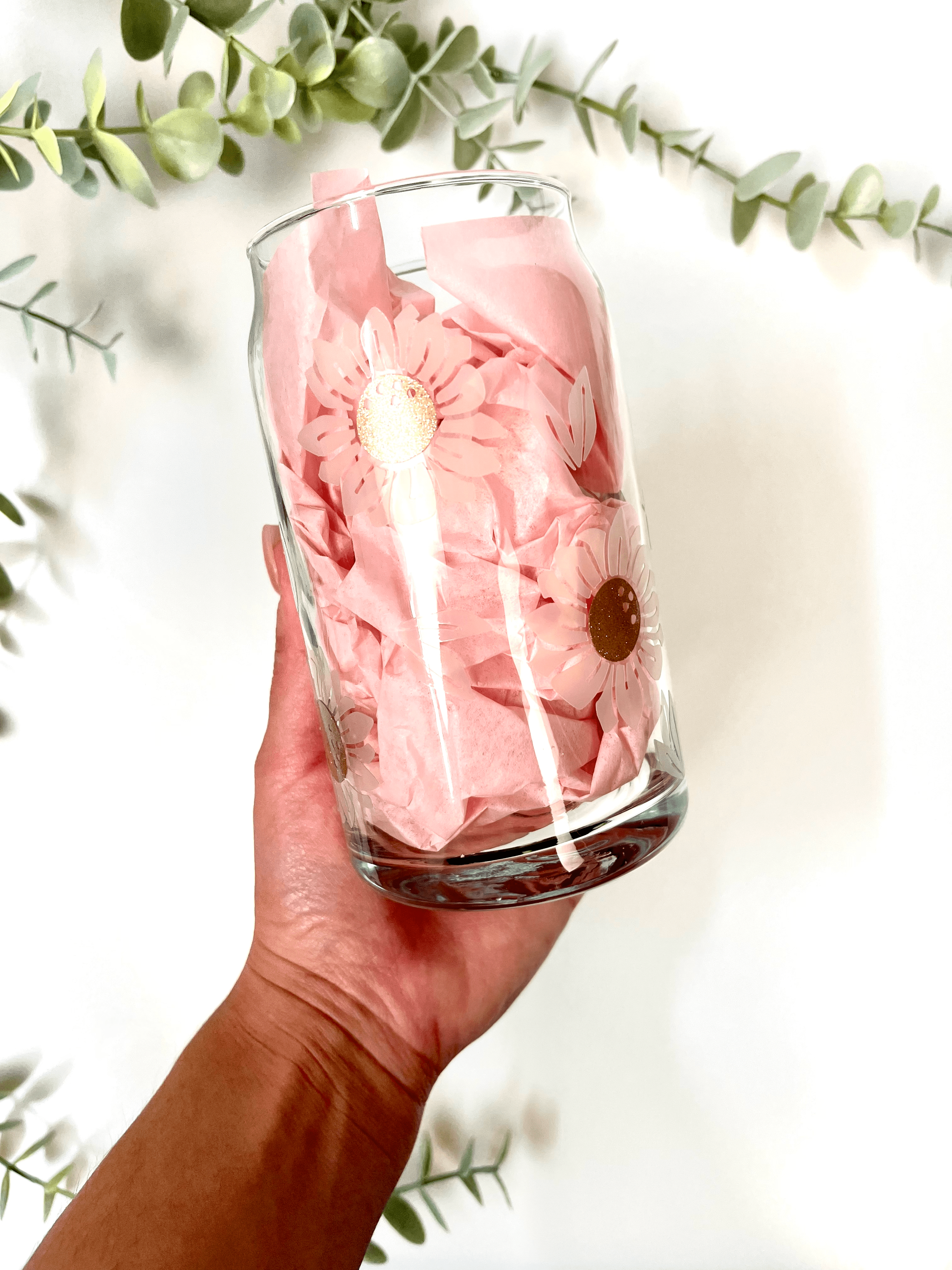 SparklesnMoreCo - Wholesale Drinking Glass/Cup - Sunflower Can Glass Cup, color changing cup, summer1