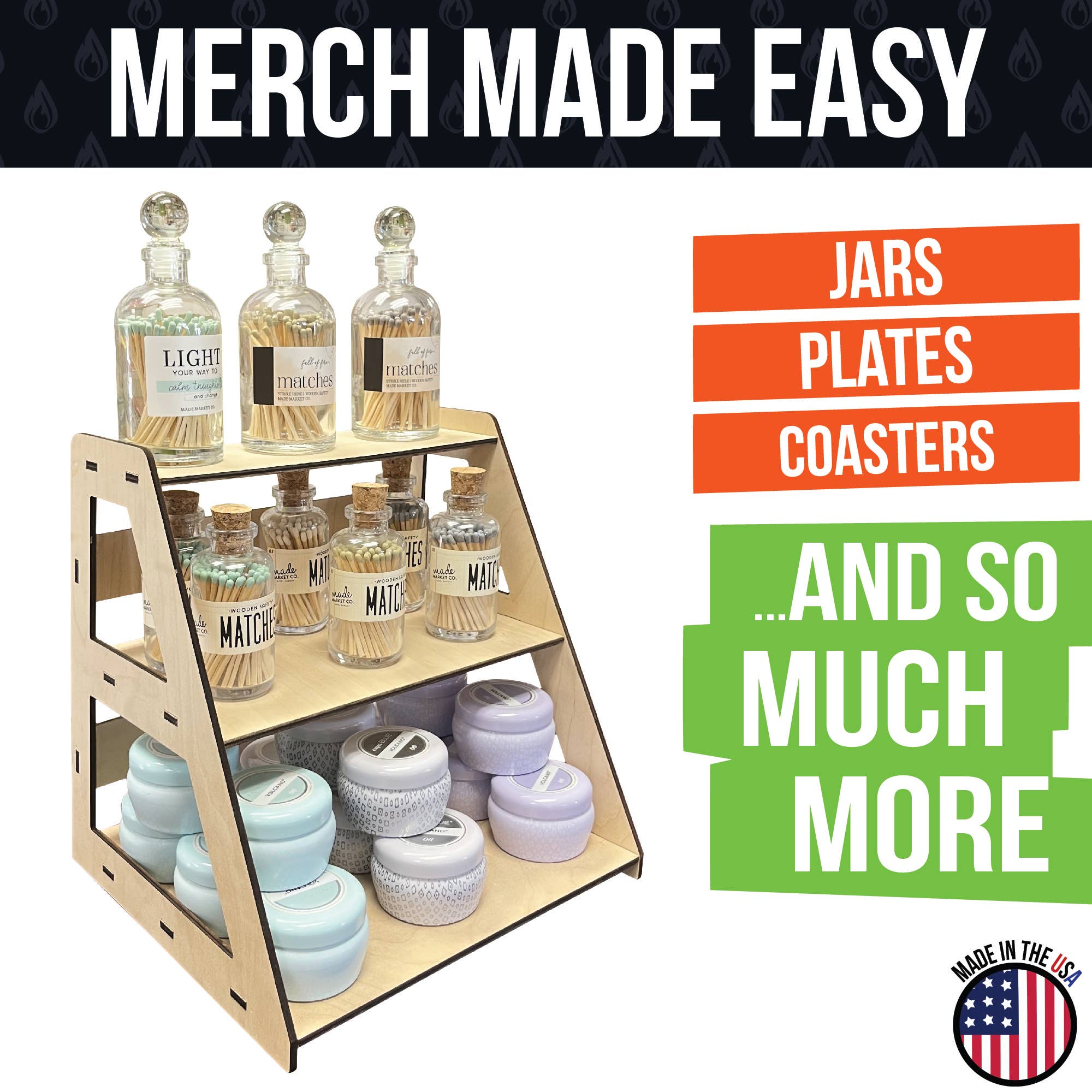 Torched Displays - Wholesale Retailer Display Stand/Case - 3-Tier Retail Table Display Stand with Shelves9