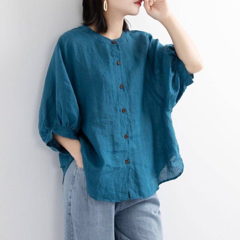 Sheer Trend - Wholesale Blouse - Women's - Artistic Lantern Sleeve Blouse1