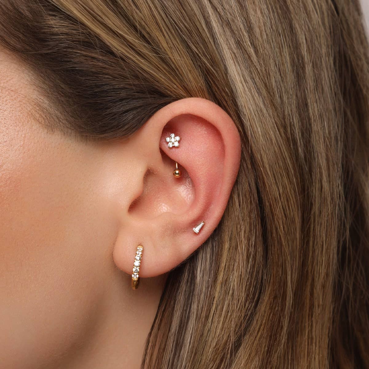 Schmuckgroßhandel - Wholesale Single Earring - Flower Rook Piercing | Surgical Steel2