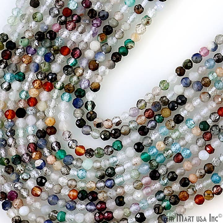 Mixed Rondelle Beads, 13 Inch Natural Gem Strand, 2-2.5mm for wholesale by GemMartUSA
