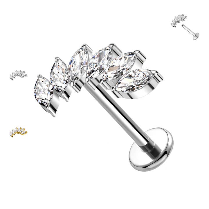 Labret Piercing met Waaier Marquise Kristallen PC-241 voor wholesale door Awaken