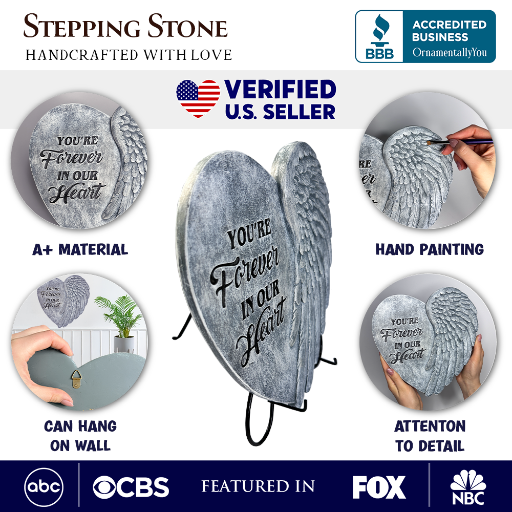OrnamentallyYou - Wholesale Stepping Stone - You’re Forever in Our Hearts Angel Wing Stepping Stone, 9.5" Garden Decorative Memorial Resin Figurine1