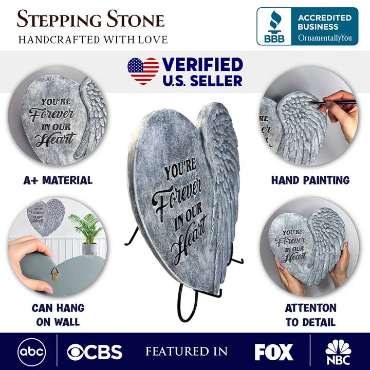 OrnamentallyYou - Wholesale Stepping Stone - You’re Forever in Our Hearts Angel Wing Stepping Stone, 9.5" Garden Decorative Memorial Resin Figurine1