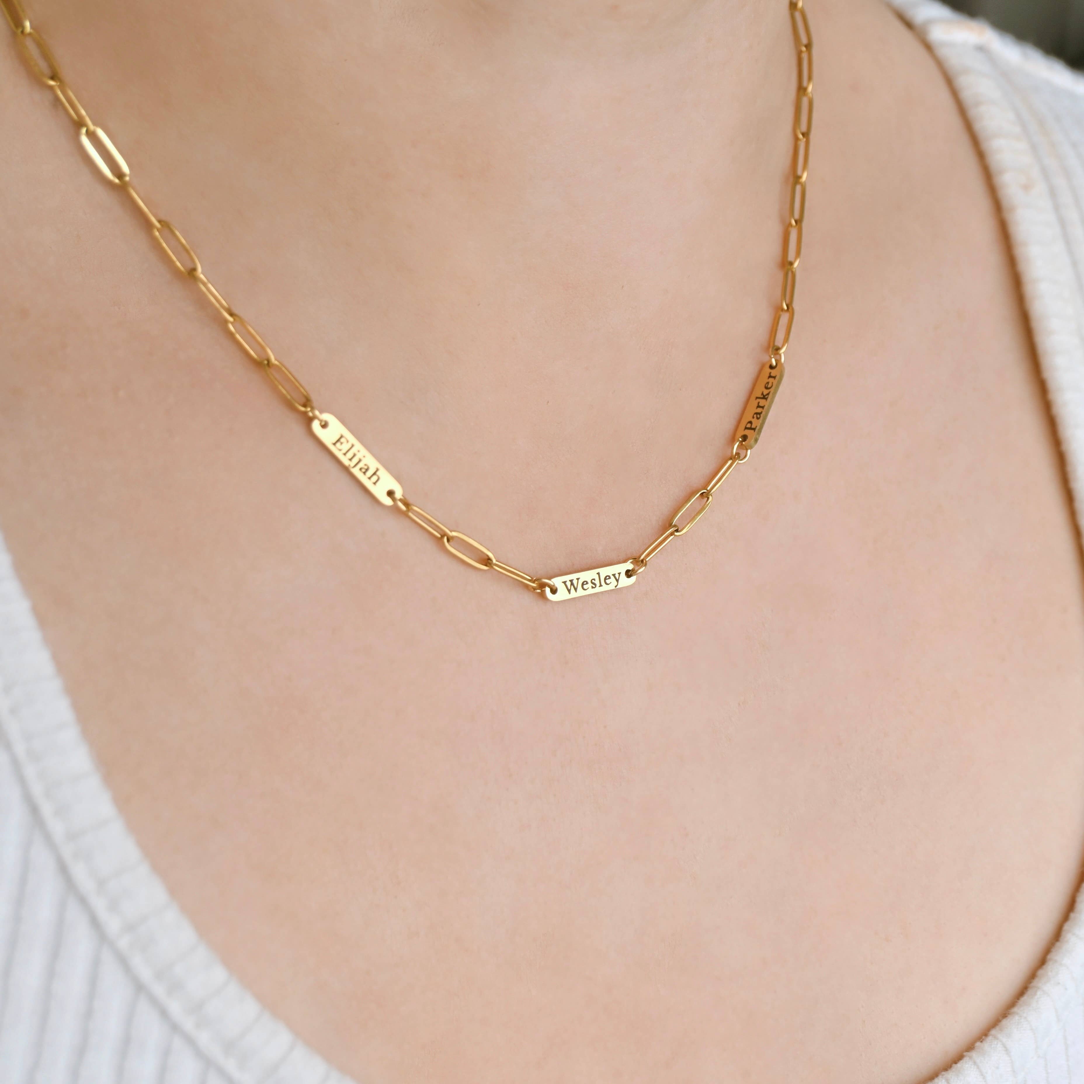 Blueyejewelry - Wholesale Pendant/Charm Necklace - Engraved Name Necklace - Waterproof Name Paperclip Necklace1