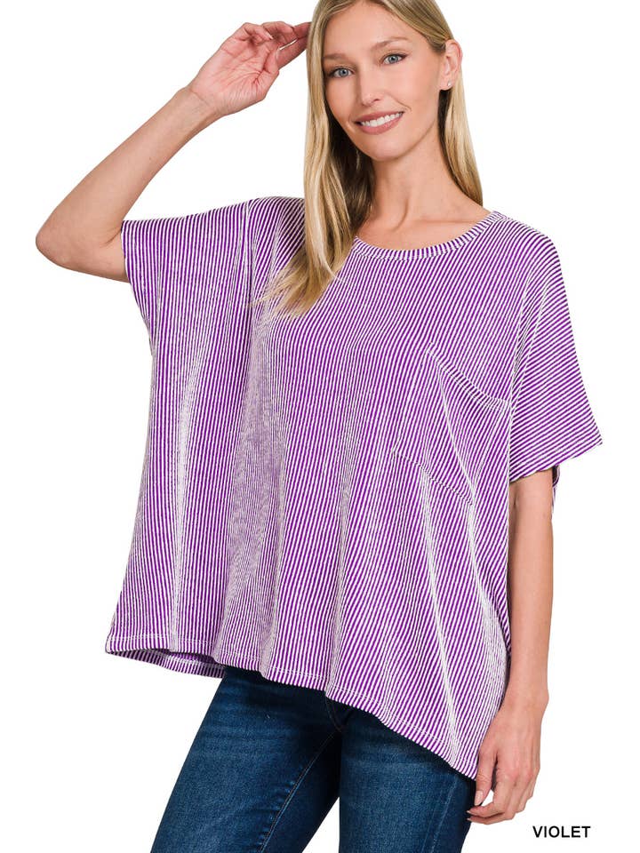 42POPS - Vente Haut en maille – femme - Haut à manches courtes surdimensionné en velours côtelé SI-2721212