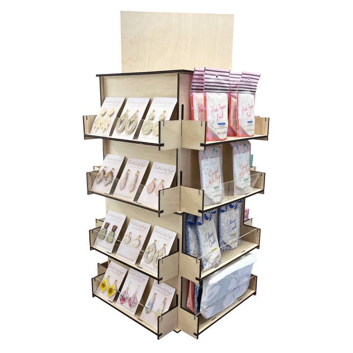Torched Displays - Wholesale Retailer Display Stand/Case - 4-Sided Rotating Display Stand for Craft Shows, Trade Shows