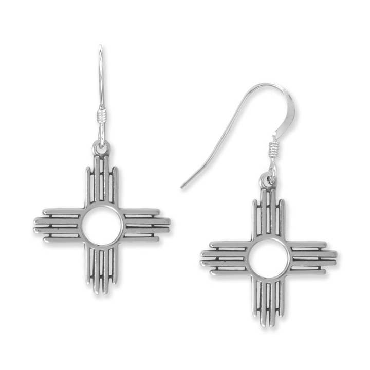 Boucles d'oreilles en fil français Zia Symbol pour la vente par Silver Stars Collection