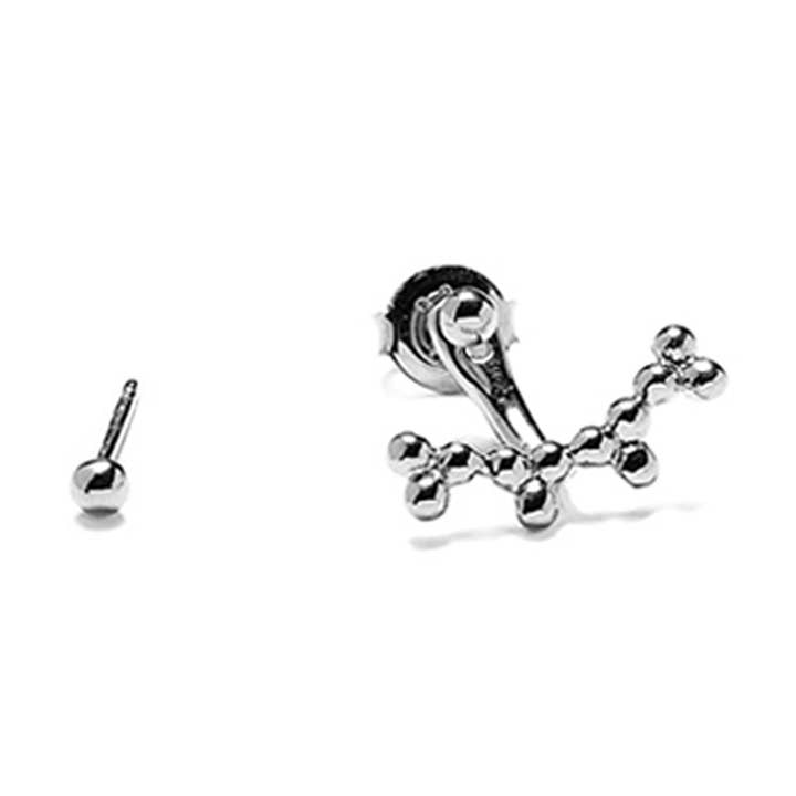 Brinco de prata de três pérolas assimétrico por atacado de Agnès de Verneuil