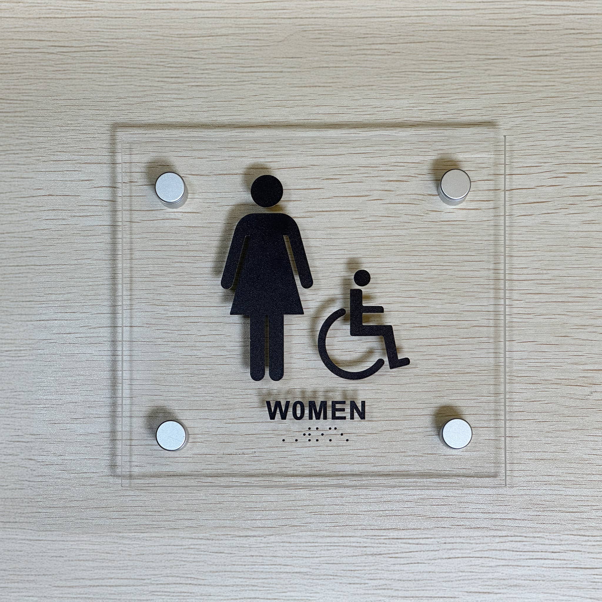 DisplayCanada - Wholesale Sign - Frosted Wall Mount Washroom Sign with Spacers 5