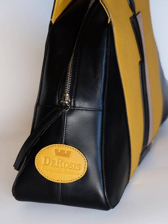 DeRosis – Großhandel Henkeltasche – Damen – ELENA Ledertasche aus glattem Kalbsleder mit Malevich-Design2