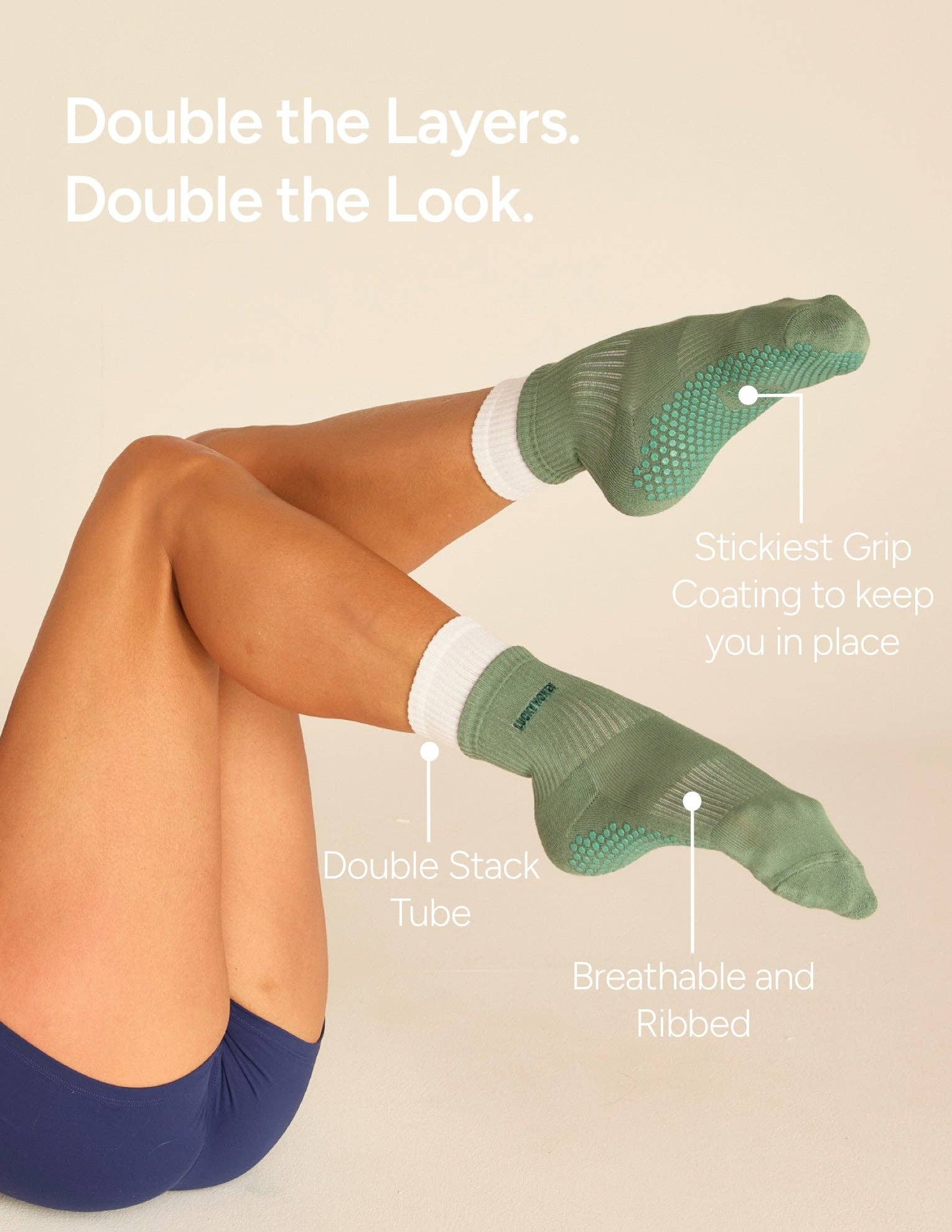 LUCKY HONEY - Vente Chaussettes – femme - The Stack Sock - Chaussette à double couche antidérapante1