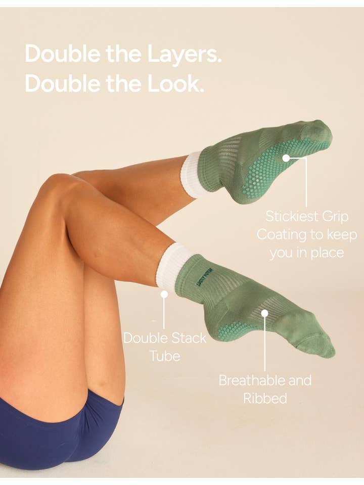 LUCKY HONEY - Vente Chaussettes – femme - The Stack Sock - Chaussette à double couche antidérapante1