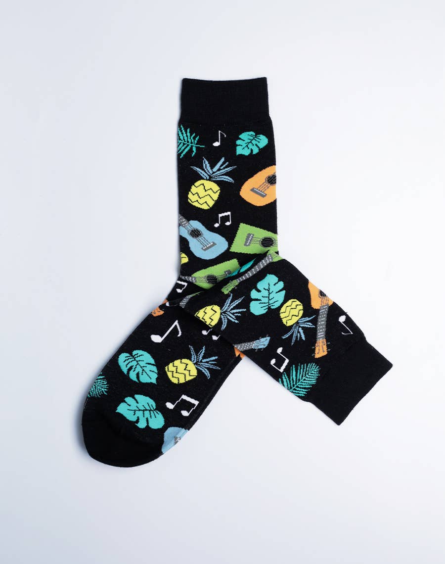 Just Fun Socks - Wholesale Socks - Men's - Men's Tropical Ukulele Crew Socks
