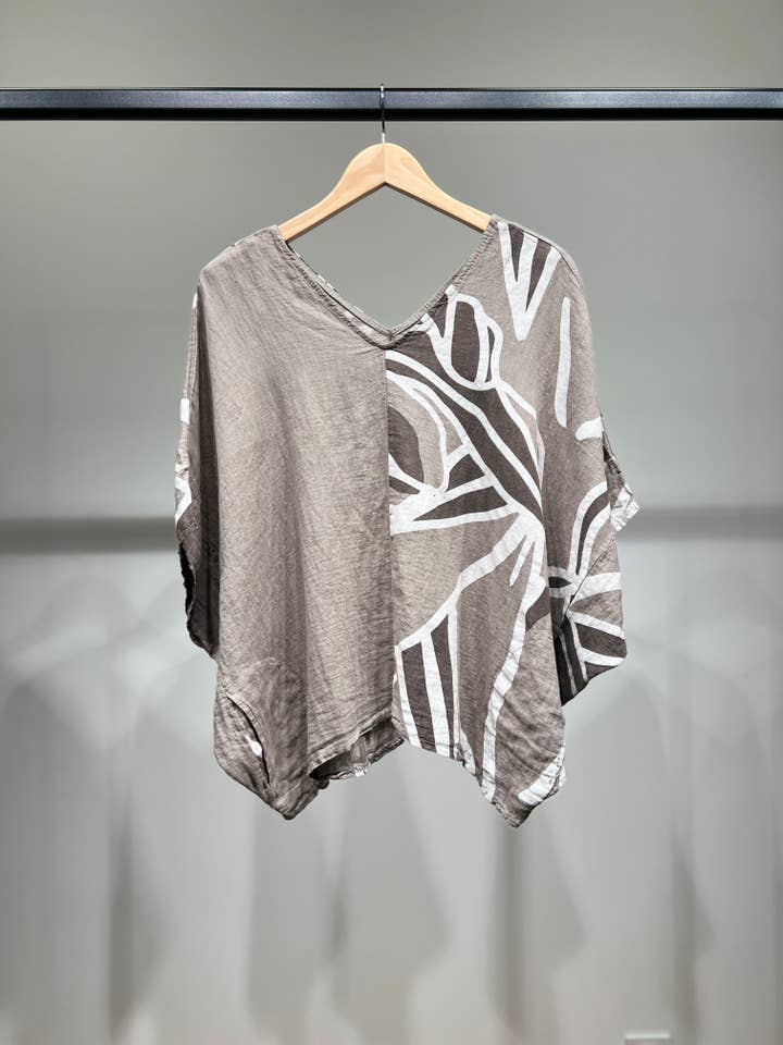 L'Emotion - Vendita all'ingrosso Camicetta - Donna - Maglia in lino 100% con scollo a V e maniche a pipistrello con motivo floreale12