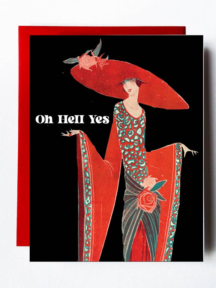 Oh Hell Yes Art Deco Congratulations Card for wholesale by The Twentieth
