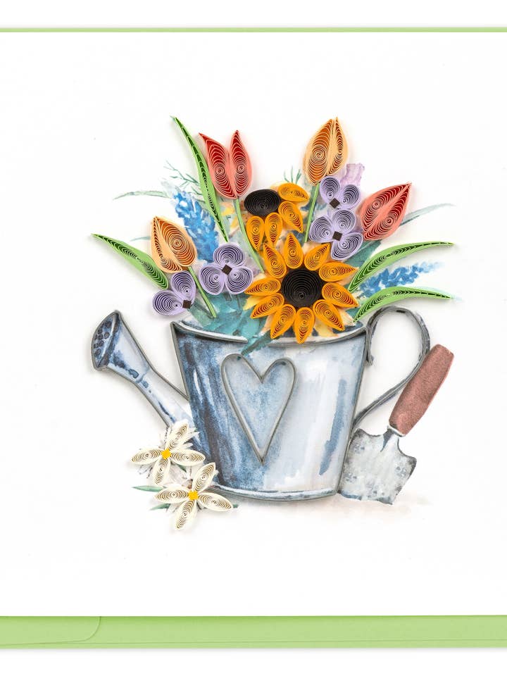 Quilled Garden Watering Can Greeting Card for wholesale by Quilling Card
