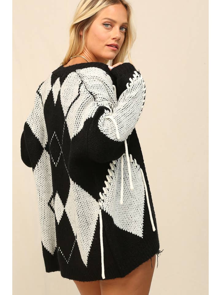 KyeMi - Wholesale Cardigan - Women's - Cuddle Up In A Chunky Knit Cardigan Sith Piecing4