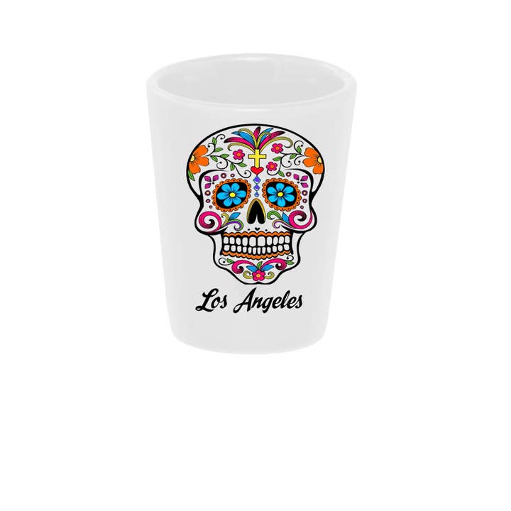 Bronze Baboon - Venta al por mayor Vaso de chupito - Vaso de chupito Sugar Skull 1.5 oz Día de los Muertos3