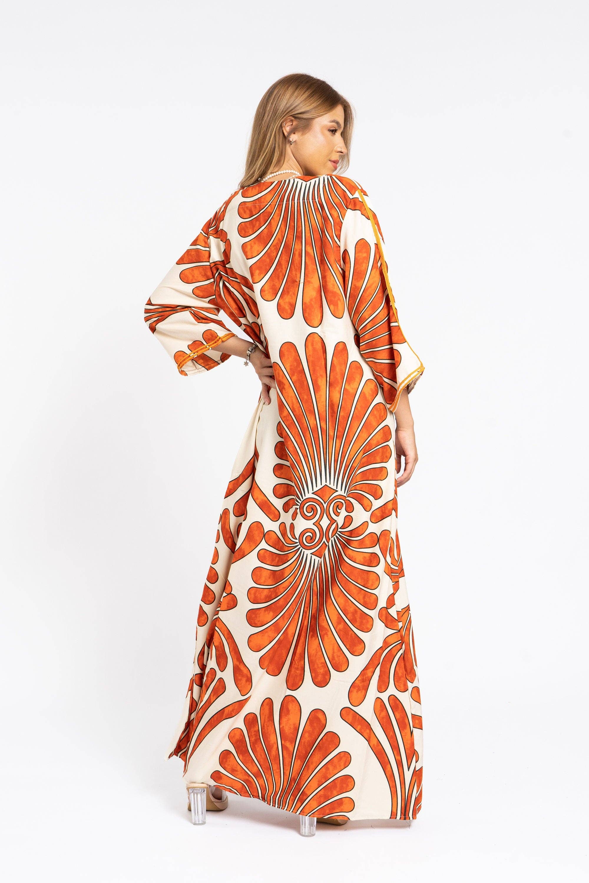 Gipci – wholesale Kaftan - Dam – Chic orange sommarkaftan för kvinnor, kaftaner, kaftaner för kvinnor, boho kaftanklänning, kaftaner för kvinnor, sommarkaftaner, kvinnor3