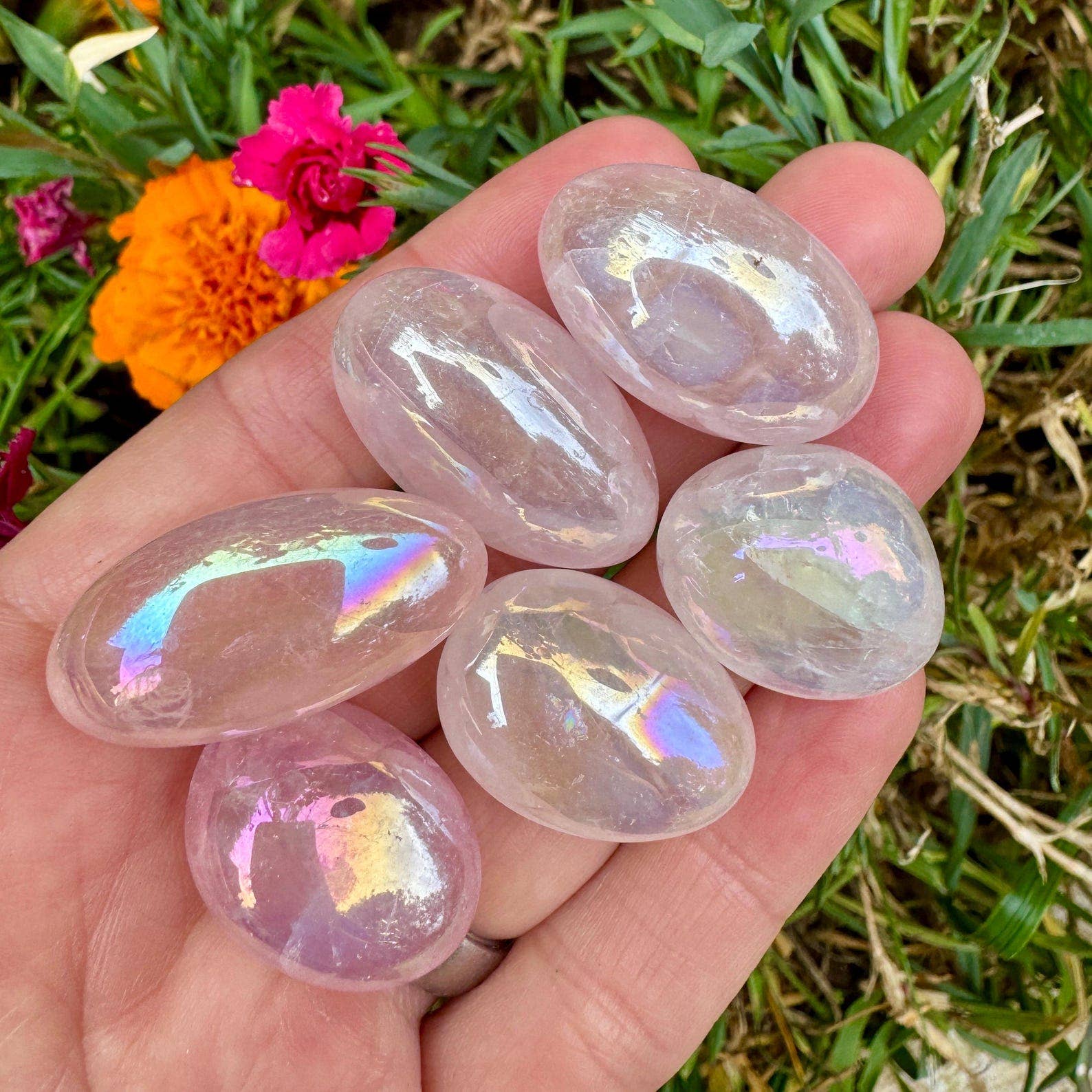 Elf Kendal Hippies – wholesale Spiritual stone/crystal – Tumble Rose Aura 15-25mm Rose Aura Quartz pink 0.6-1inch gem1