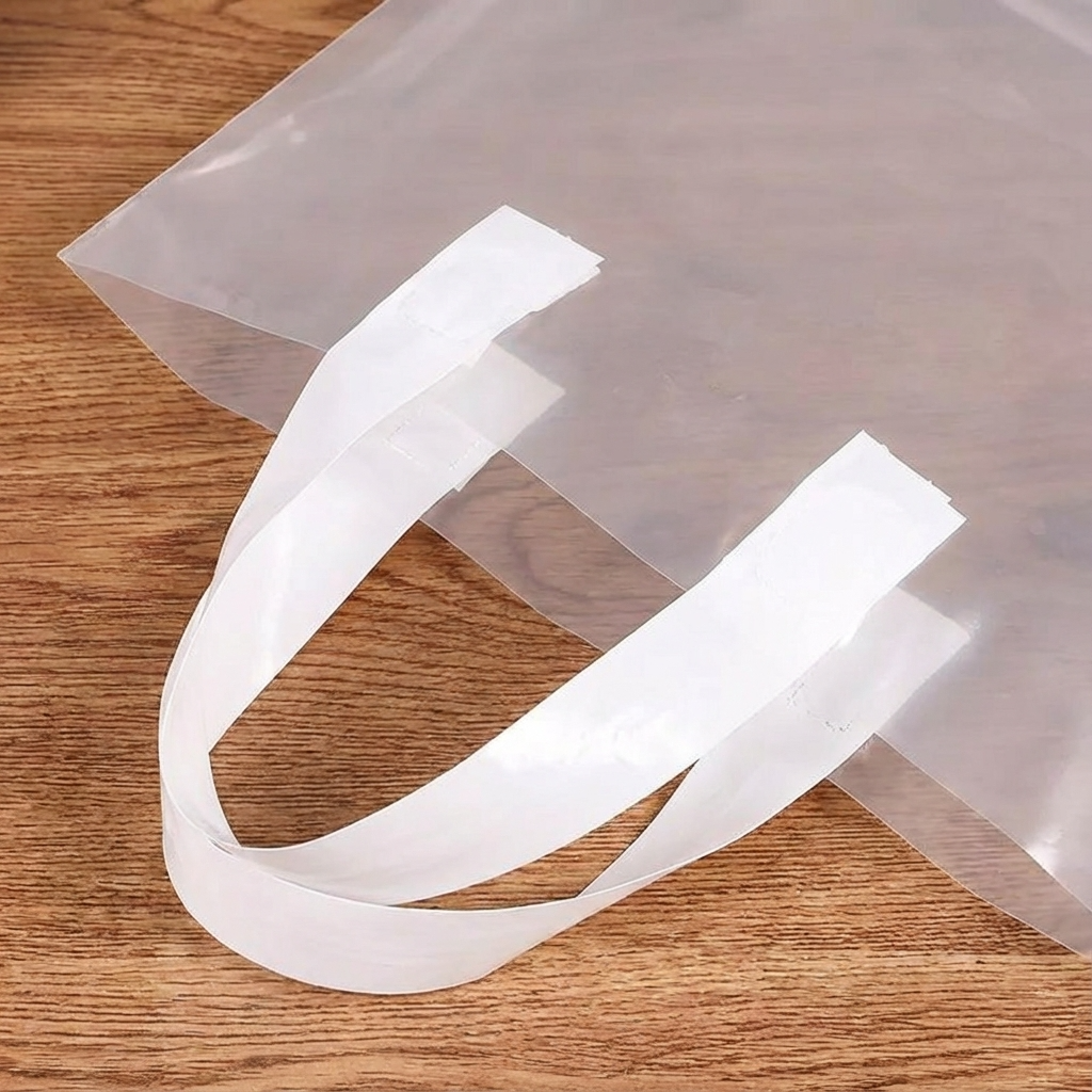 ByHome - Vente Pochette cadeau - 50 sacs cadeaux transparents en PVC de 3 tailles avec poignées blanches3