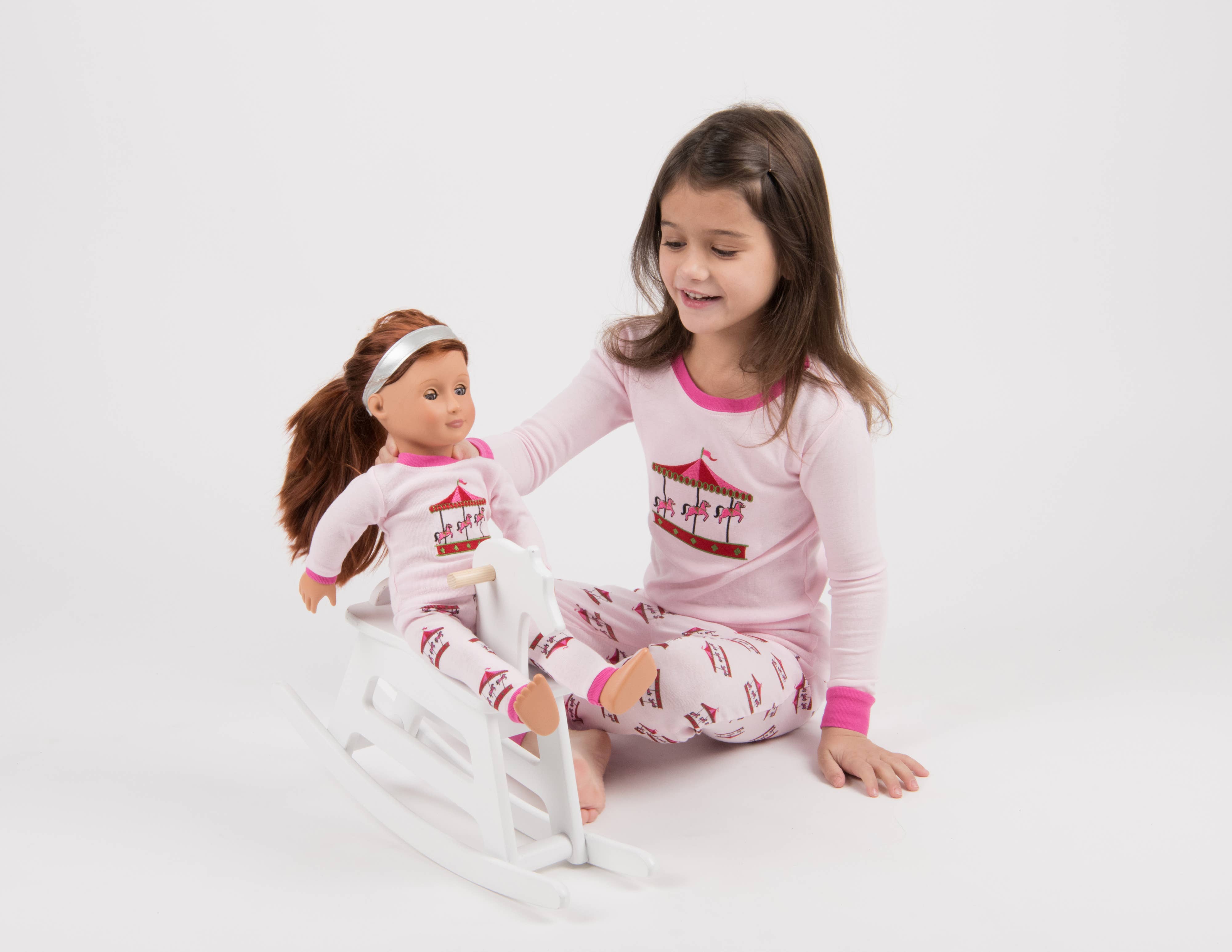 Leveret Pajamas - Wholesale Sleepwear Set - Kids - Kids Girl & Doll Cotton Carousel Pajama2