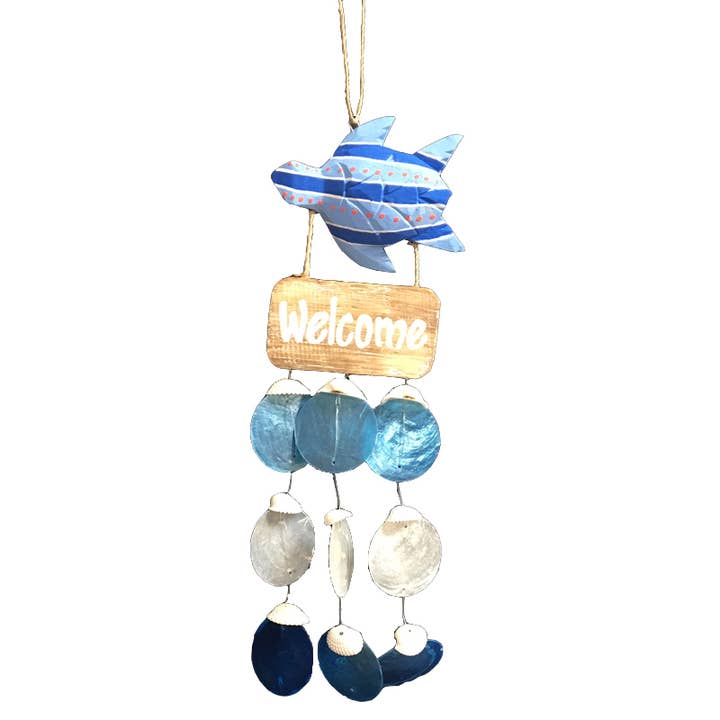 Sea Turtle Welcome Capiz Shell Dangler for wholesale by CB Home Collection