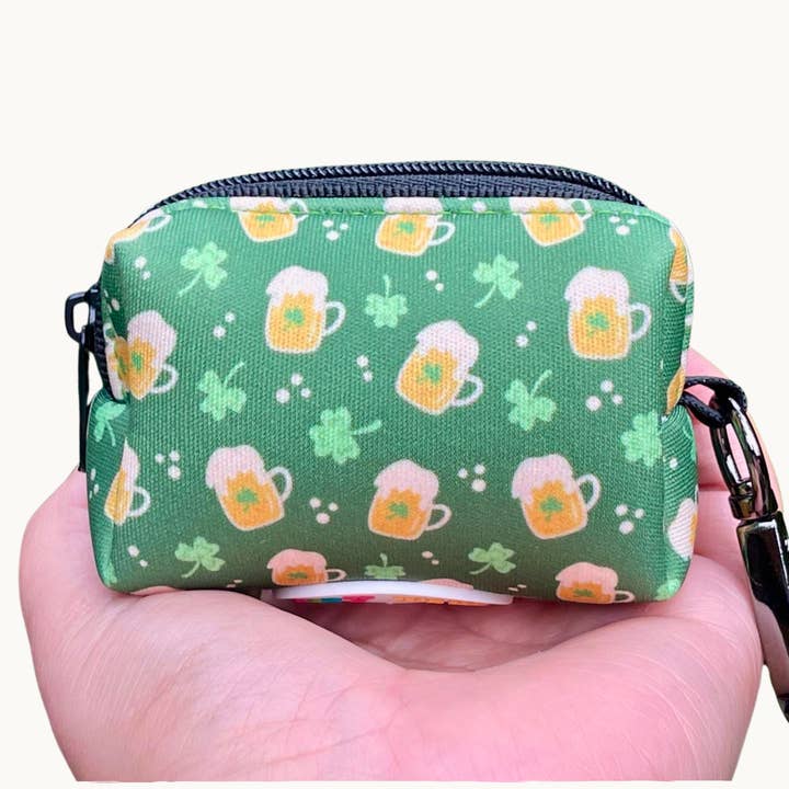 Very Vintage Designs – wholesale Pet poo bag dispenser – Irish Beer Poop Bag Holder – Green Shamrock Dog Dispenser0