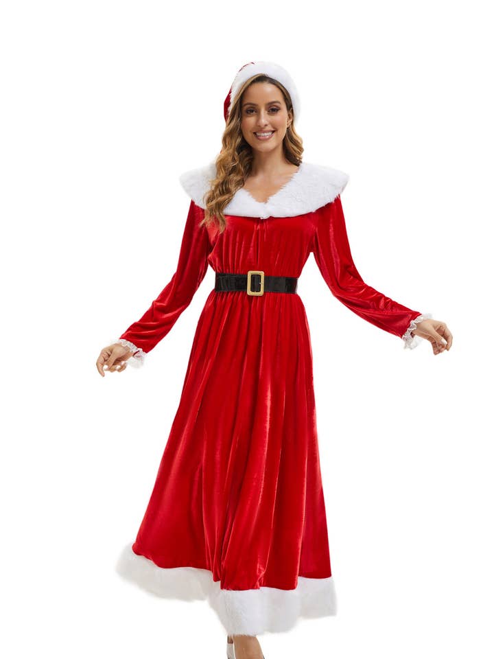 Adult Sexy Christmas Costume Santa Claus Red Dress for wholesale on Faire0