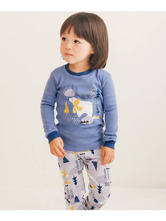 Bleu Foncé Pyjama en coton à manches longues avec ours polaire en vente sur Faire1